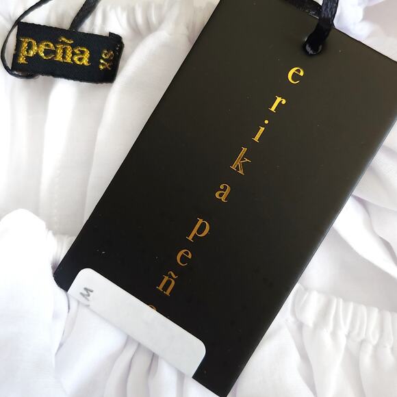 ERIKA PENA Rita Rumba Wrap Shirt ruffle tassel off shoulder top in white XS NEW - Picture 4 of 6